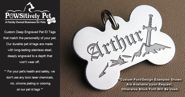 Deep Engraved Stainless Steel Pet ID Tag - Military Dog Tag (7/8" x1-1/2")