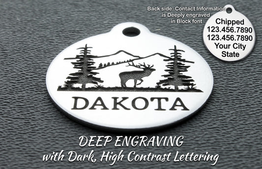 Cat and Dog ID Tag | Nature Inspired | Dog tags for dogs | Pet ID tag | Mountain Themed | 2-side Personalized | Deep engraved | Stainless steel