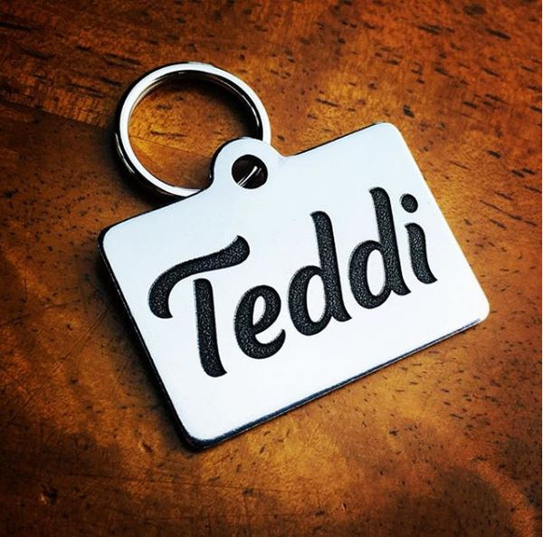 Deep Engraved Stainless Steel Pet ID Tag - Rectangle (7/8"x1-1/4")