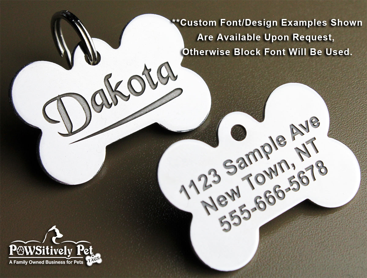 Deep Engraved Stainless Steel Pet ID Tag - Rectangle (7/8"x1-1/4")