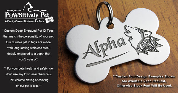 Deep Engraved Stainless Steel Pet ID Tag - Heart (1-1/8"x1-1/8")