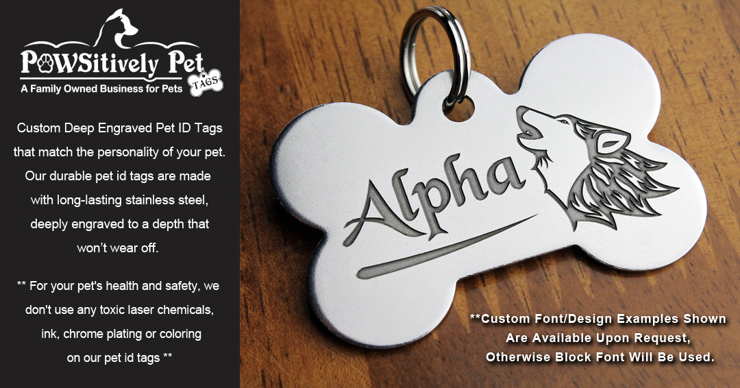 Deep Engraved Stainless Steel Pet ID Tag - Rectangle (7/8"x1-1/4")