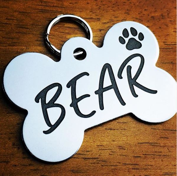 Pawsitively Pet Tags DEEP Custom Stainless Steel Pet ID Tags Front and Back  Engraved Dog Tags Personalized for Dogs and Cats Bone 1 X1-1/2