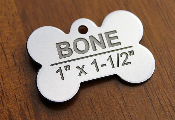 Deep Engraved Stainless Steel Pet ID Tag - Bone (1" x 1-1/2")