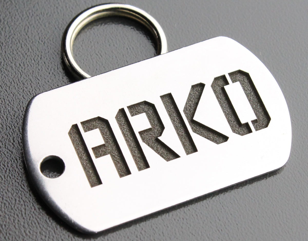 Deep Engraved Stainless Steel Pet ID Tag - Military Dog Tag (7/8" x1-1/2")