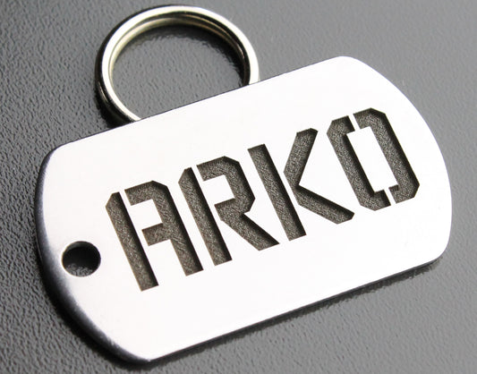 Deep Engraved Stainless Steel Pet ID Tag - Military Dog Tag (7/8" x1-1/2")