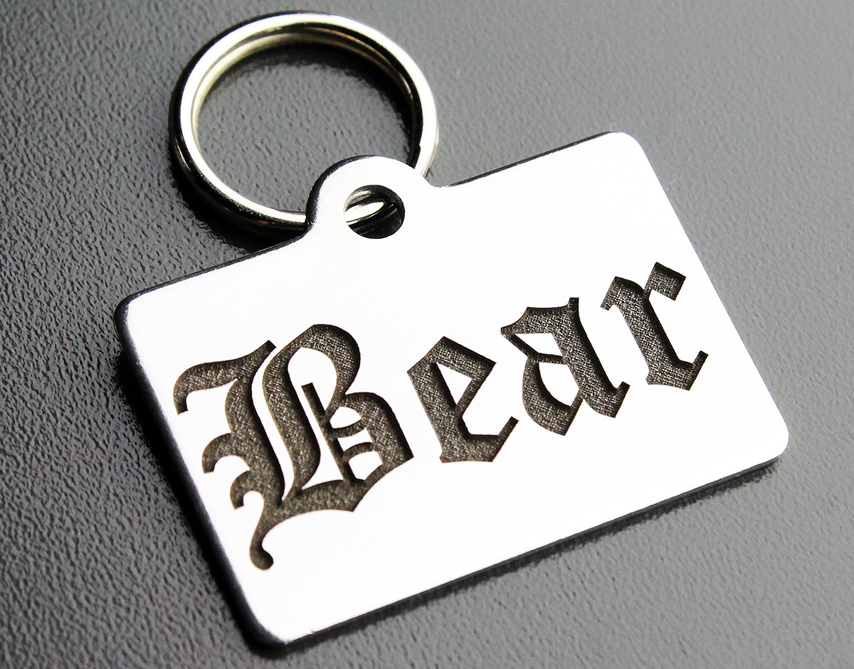 Deep Engraved Stainless Steel Pet ID Tag - Rectangle (7/8"x1-1/4")