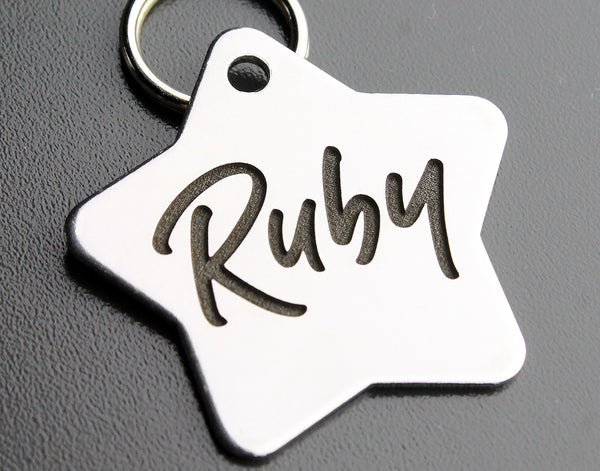 Deep Engraved Stainless Steel Pet ID Tag - Star (1-1/3"x1-1/2")