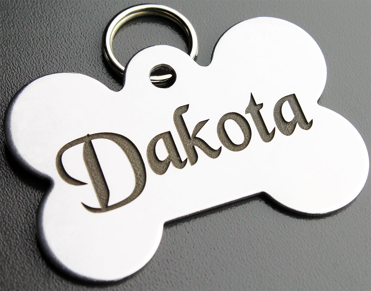 Deep Engraved Stainless Steel Pet ID Tag - XL Bone (1-1/3" x 2")