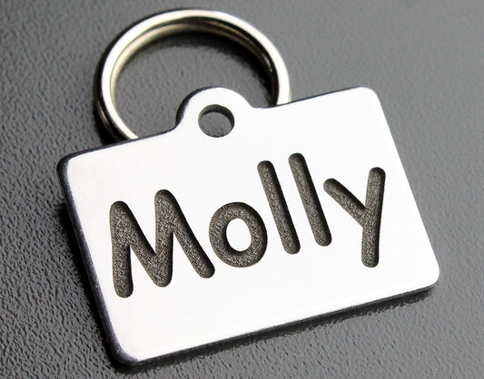Deep Engraved Stainless Steel Pet ID Tag - XS Rectangle (3/4"x1")