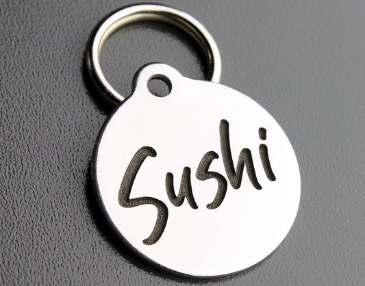 Deep Engraved Stainless Steel Pet ID Tag - XS Round (1" x7/8")
