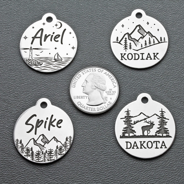 Cat and Dog ID Tag | Nature Inspired | Dog tags for dogs | Pet ID tag | Mountain Themed | 2-side Personalized | Deep engraved | Stainless steel