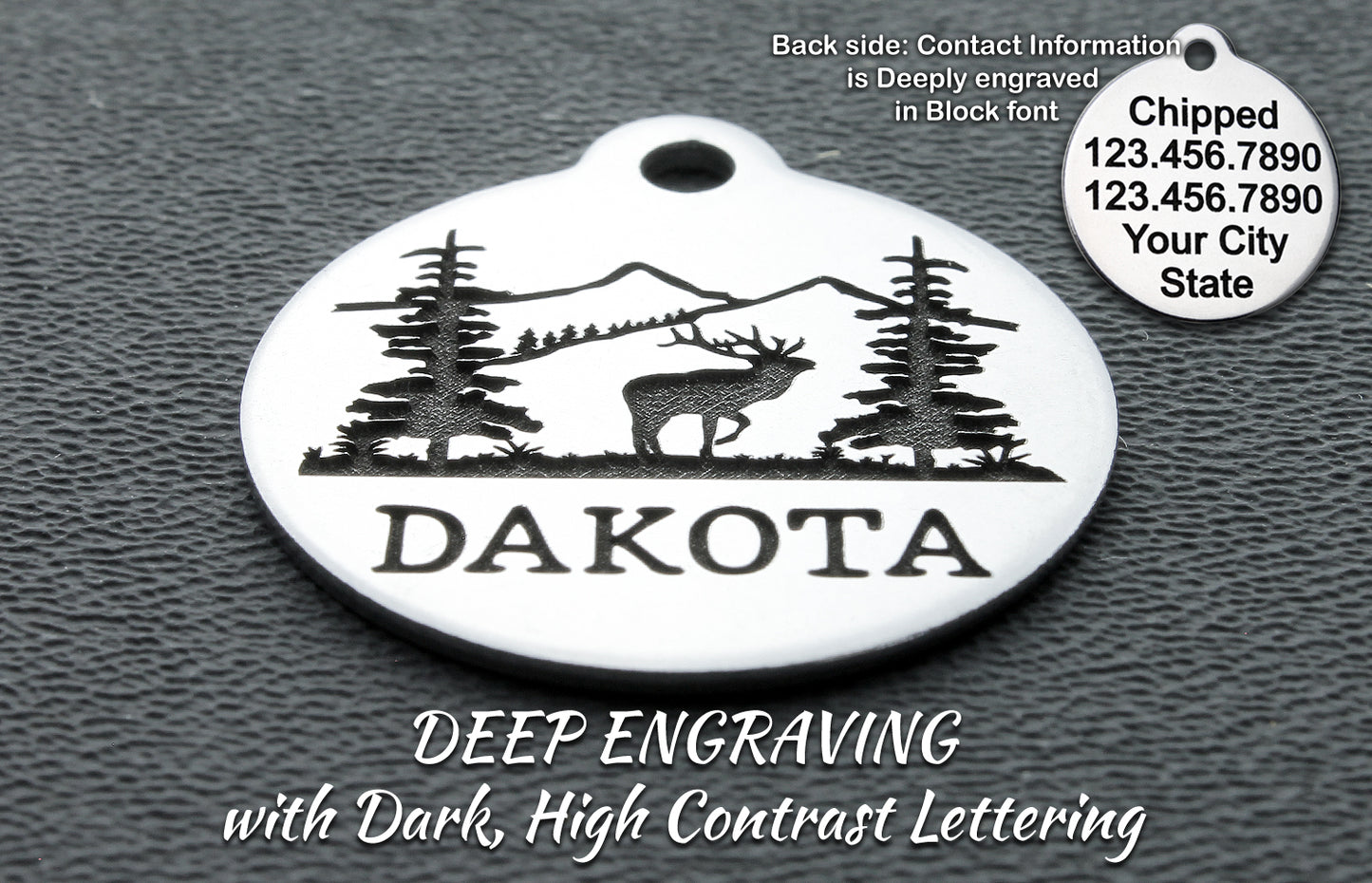 Cat and Dog ID Tag | Nature Inspired | Dog tags for dogs | Pet ID tag | Mountain Themed | 2-side Personalized | Deep engraved | Stainless steel