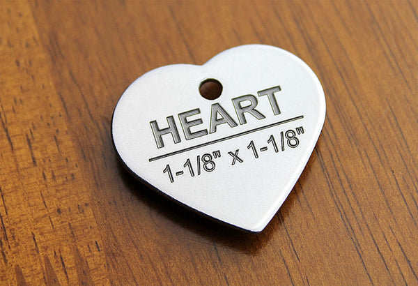 Deep Engraved Stainless Steel Pet ID Tag - Heart (1-1/8"x1-1/8")