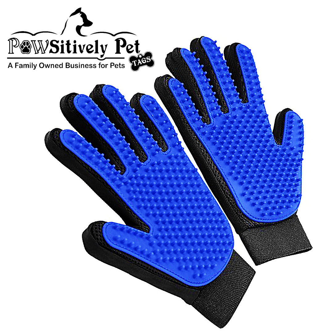 Grooming Gloves- All In One Gentle Deshedding/Bathing/Massage Mitt-Great for removing pet hair/fur on Dogs, Cats and Horses (Upgraded Version)