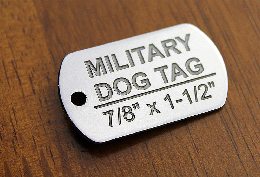 Deep Engraved Stainless Steel Pet ID Tag - Military Dog Tag (7/8" x1-1/2")