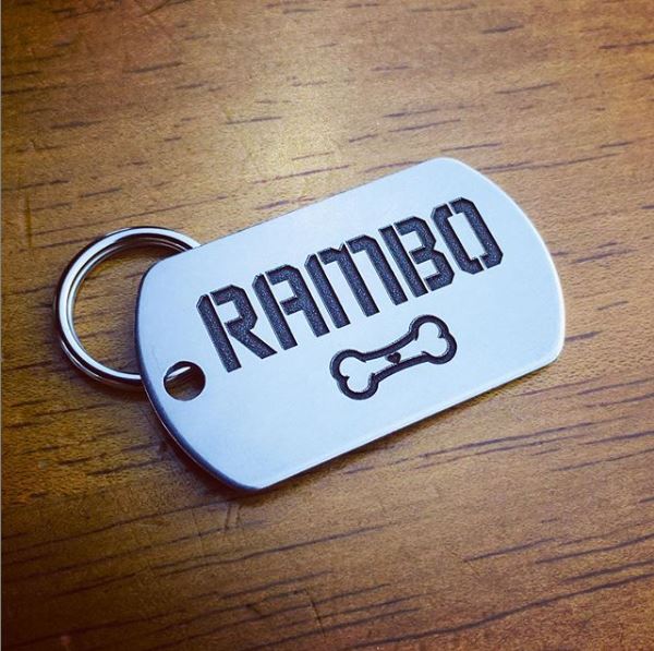 Deep Engraved Stainless Steel Pet ID Tag - Military Dog Tag (7/8" x1-1/2")