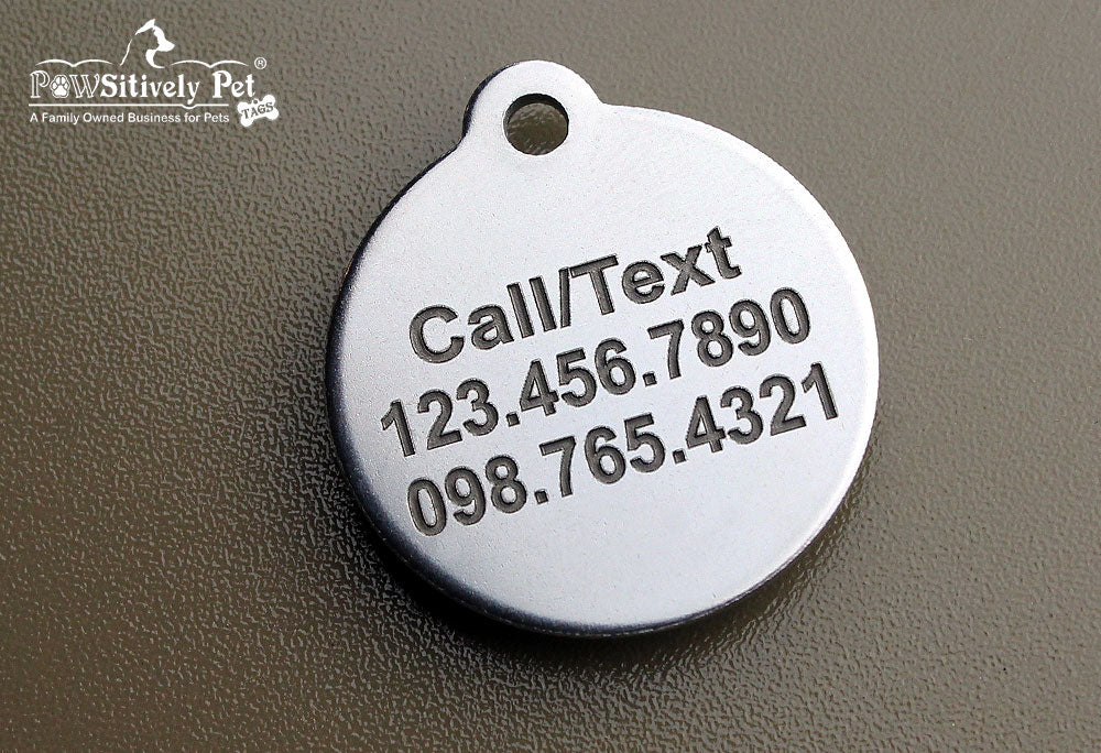 Deep Engraved Stainless Steel Pet ID Tag - XS Round (1" x7/8")