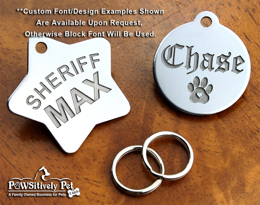 Deep Engraved Stainless Steel Pet ID Tag - Military Dog Tag (7/8