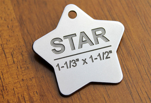 Deep Engraved Stainless Steel Pet ID Tag - Star (1-1/3"x1-1/2")
