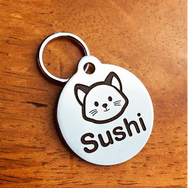 Deep Engraved Stainless Steel Pet ID Tag - XS Round (1" x7/8")