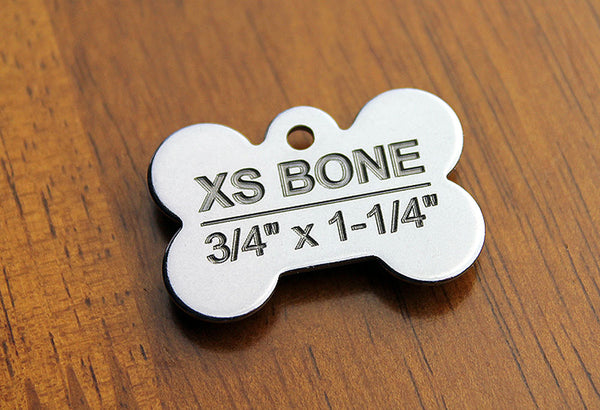 Deep Engraved Stainless Steel Pet ID Tag - XS Bone (3/4" x 1-1/4")