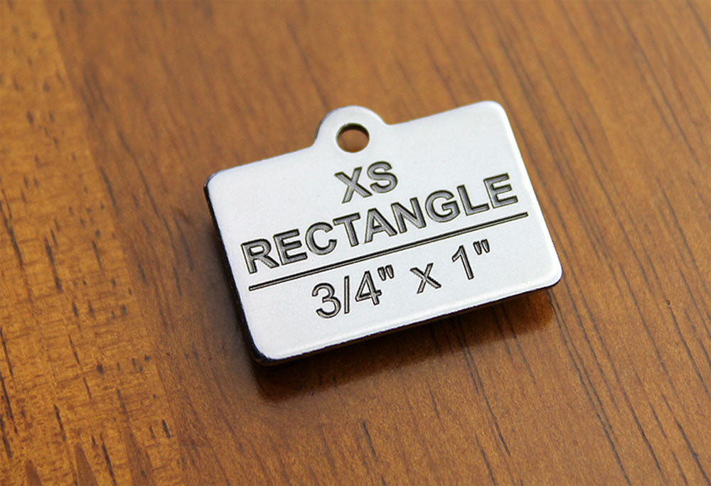 Deep Engraved Stainless Steel Pet ID Tag - XS Rectangle (3/4"x1")